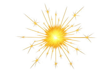 Fototapeta premium Festive yellow firework bursting, radiating vibrant light against transparent background, symbolizing celebration and joy