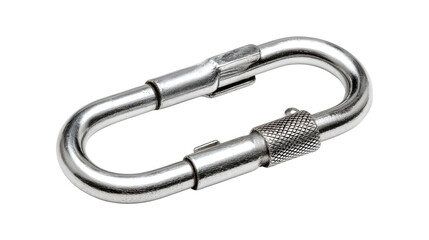 Carabiner clip aluminum background isolated on a Transparent background, PNG file.