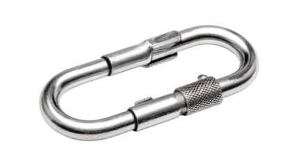 Carabiner clip aluminum background isolated on a Transparent background, PNG file.