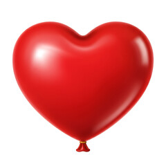 Illustration of Shiny Red Heart Balloon Isolated on Transparent Background