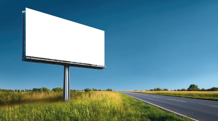 Blank billboard on a sunny roadside