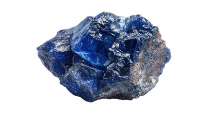 Fototapeta premium Corundum sapphire blue lump background isolated on a Transparent background, PNG file.