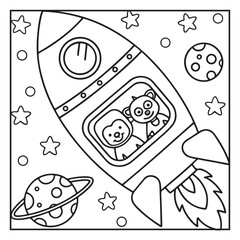 Space Coloring Pages for Kids – Bold and Easy Outer Space Fun with Rockets, Planets, Astronauts, and Aliens – Printable Activity Sheets