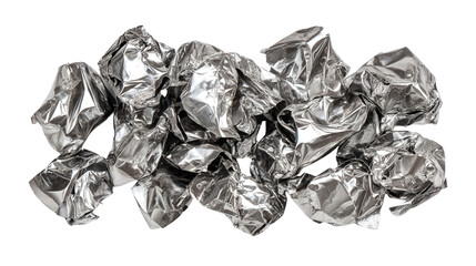 Crumpled metal scraps background isolated on a Transparent background, PNG file.