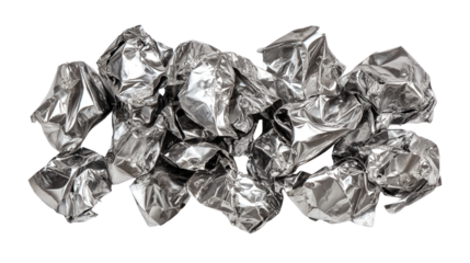 Crumpled metal scraps background isolated on a Transparent background, PNG file.