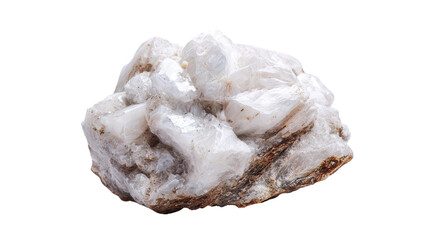 Datolite white mineral lump background isolated on a Transparent background, PNG file.