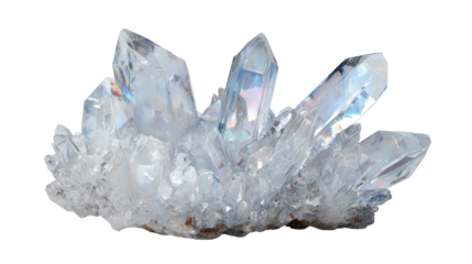 Crystal cluster decor piece background isolated on a Transparent background, PNG file.