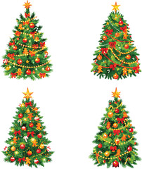 set of christmas trees