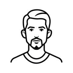 Stylized line art portrait of a man with a beard isolated on white background