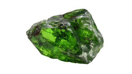 Diopside green crystal lump background isolated on a Transparent background, PNG file.