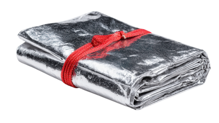 Emergency blanket compact packed background isolated on a Transparent background, PNG file.