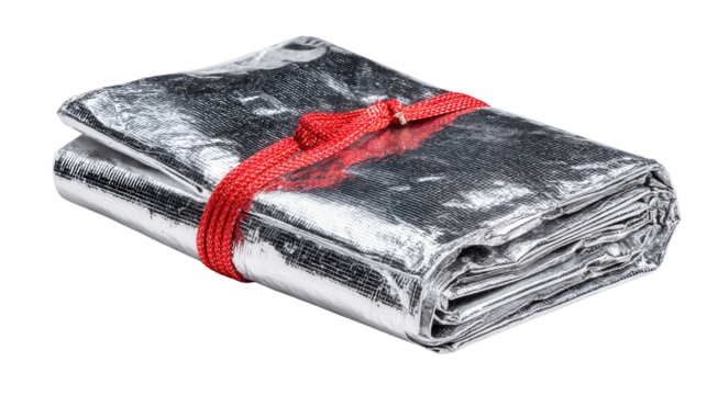 Emergency blanket compact packed background isolated on a Transparent background, PNG file.