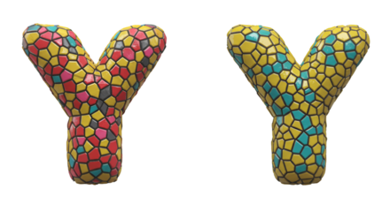 Isolated 3d Illustration of Mosaic Letter Y Alphabet Font Graphic Design
