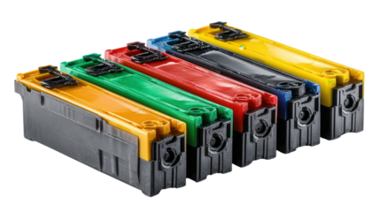 Empty ink cartridges background isolated on a Transparent background, PNG file.