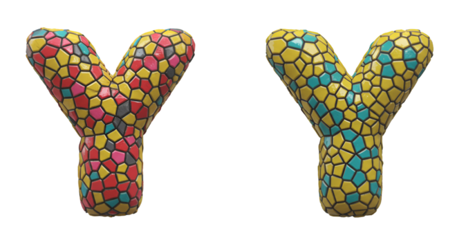 Isolated 3d Illustration of Mosaic Letter Y Alphabet Font Graphic Design