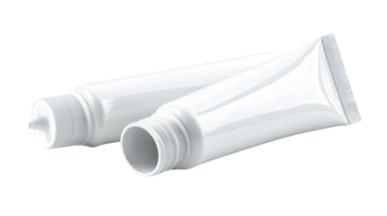 Empty toothpaste tubes background isolated on a Transparent background, PNG file.