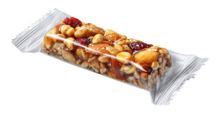 Energy bar in wrapper background isolated on a Transparent background, PNG file.