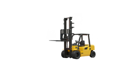Isolated 3D Render Yellow Forklift Truck Equipment on Transparent Background
