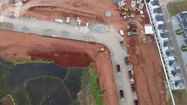 An aerial city view, showcasing real estate development project