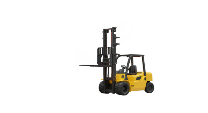 Isolated 3D Render Yellow Forklift Truck Equipment on Transparent Background