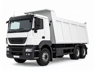White Dump Truck on White Background - Versatile Construction & Aggregate Transport