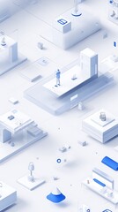 Abstract isometric composition of various shapes and forms.