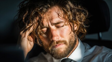 Businessman Experiencing Headache or Stress at Desk