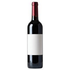 Isolated Bottle of Red Wine with Blank Label on Transparent Background