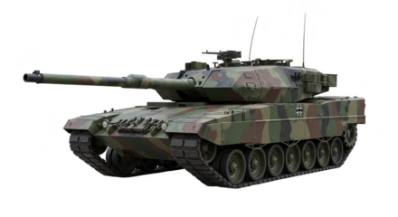 Isolated Camouflage Tank Vehicle Military Armor on Transparent Background