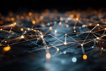 Glowing light connections and digital circuits illustrating data flow and communication in modern tech.