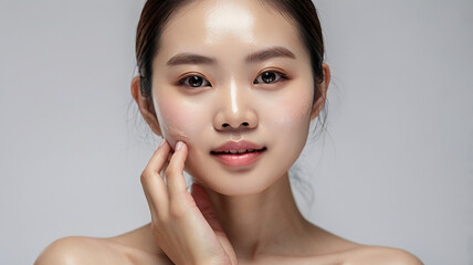 Beauty Asian women spa skin healthy on isolate white background.