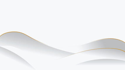 Abstract modern futuristic white wavy and gold lines with blurred light curved lines background