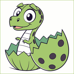 Happy cartoon dinosaur character smiling