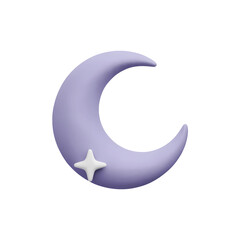 Naklejka premium Dreamy crescent moon with star in soft purple offers a celestial and whimsical design element for various creative projects