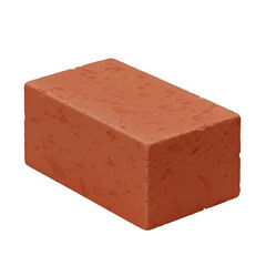 Isolated Red Clay Brick Block Construction Building Material Object