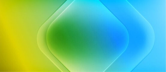 Abstract gradient background. Smooth color transitions, vibrant hues, geometric shapes create modern visual effect. Blue, green, yellow dominate composition.