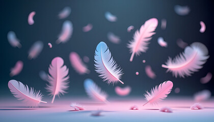 Dreamy Floating Pink Feathers and Bubbles