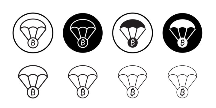 Bitcoin airdrop icon simple outline vector sign