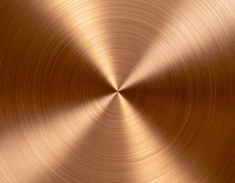 brushed shiny bronze alloy texture circular polished copper brown metal plate background