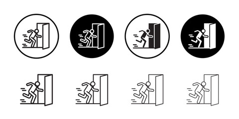 Emergency exit icon simple outline vector sign