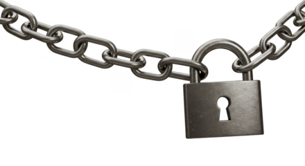 Isolated Metallic Chain Lock Security Metal Padlock Steel Protection