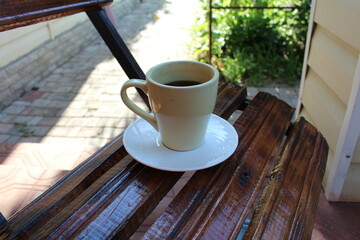 a cup of coffee is already waiting, summer morning