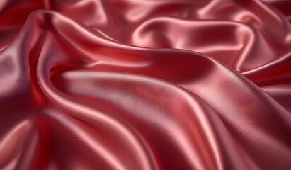 Silk satin fabric. Red color. Texture, background