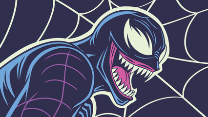 Vector tribal art illustration of a zebra or horse animal head design with a striking black eye and nature-inspired skin pattern