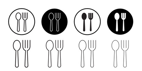 spoon and fork icon simple outline vector sign