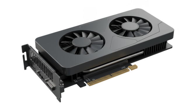 Isometric Render of Gray GPU on Transparent Background