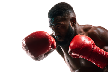 Close up of a determined boxer ready to strike.