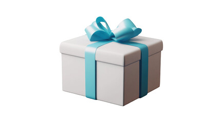 Obraz premium Title: High Quality 3D Render of White Gift Box with Blue Ribbon Icon Isolated on Clean White Background