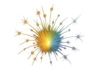 Colorful firework exploding in the dark sky with transparent background, perfect for celebrations and festive events