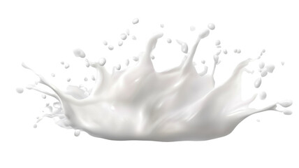 Title: Crisp White Milk Splash Isolated on Smooth Clean White Background in High Detail